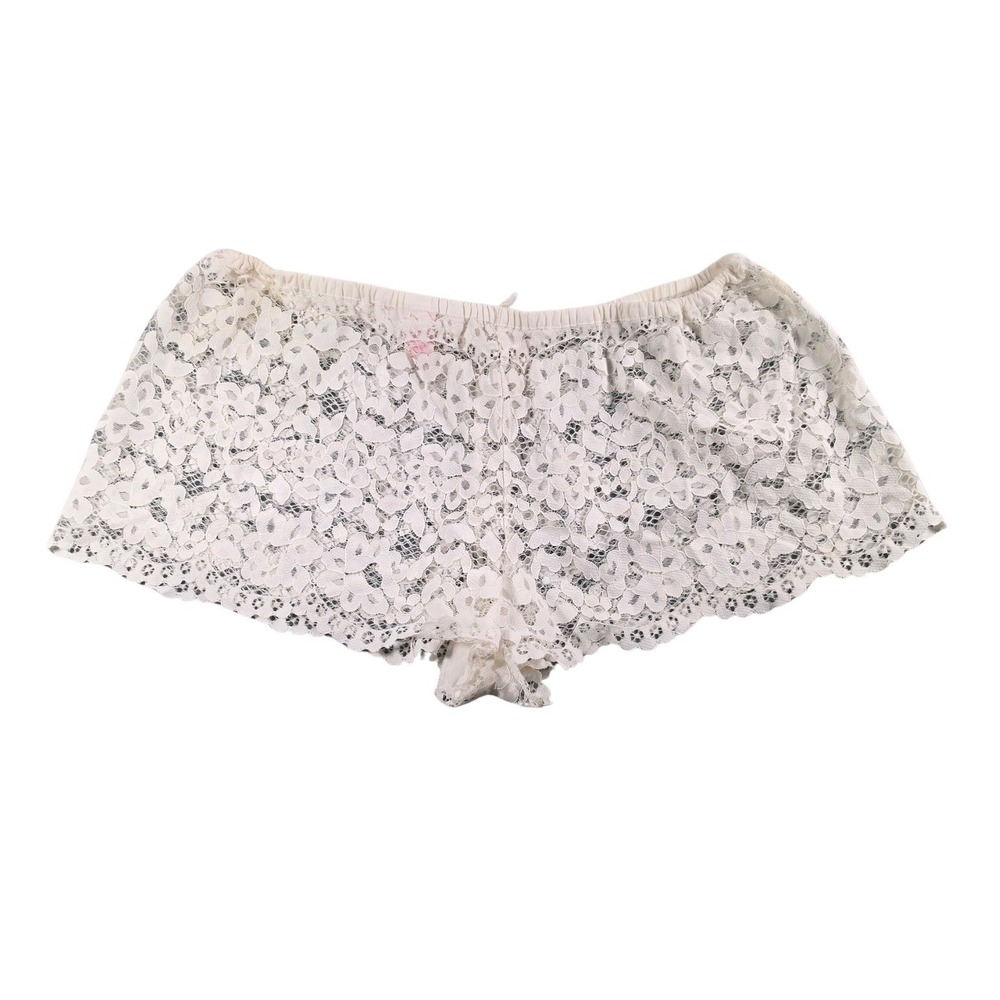 Victoria Secret Lace Coquette Romantic Floral White Boyshorts Womens‎ Medium